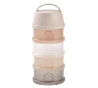 BÉABA, Dosificador de Leche en Polvo y Cereales, Con 4 Compartimentos, Boquilla y Cierre de Rosca, Apilable, 4 Compartimentos, 100% Hermética, Fabricado en Francia Uso evolutivo, Transparente, Beige