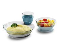 Béaba & Duralex, Juego de Vajilla Infantil, Set de 3 Piezas para bebé, Plato + Bol + Taza, Cristal Templado con Ventosa de Silicona, Multicolores(Jungla)