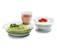 Béaba & Duralex, Juego de Vajilla Infantil, Set de 3 Piezas para bebé, Plato + Bol + Taza, Cristal Templado con Ventosa de Silicona, Verde (Eucalyptus)