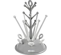 BÉABA Escurrebiberones, Escurridor para biberones, Permite secar 6 biberones y accesorios, Bandeja de recogida de agua extraíble, Práctico e ingenioso, Gris