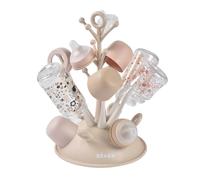 BÉABA Escurre Biberones Tipo Árbol, Capacidad Para 6 Biberones Y Accesorios, Bandeja Recogegotas Extraíble, Secador De Biberones Bebé, Arcilla