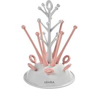 BÉABA Escurrebiberones, Escurridor para biberones, Permite secar 6 biberones y accesorios, Bandeja de recogida de agua extraíble, Práctico e ingenioso, Rosa