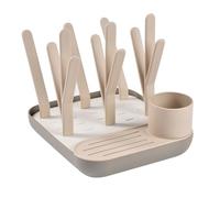 BÉABA, Escurridor y secador de biberones, gran capacidad, fabricado en España, modulable, hasta 6 biberones y vajilla para niños, recipiente para accesorios, fácil de guardar, compacto, Aarcilla.