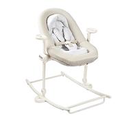 BÉABA Hamaca, Hamaca Up&Down +, 4 alturas, 3 reclinaciones, Ajustable por simple presión, Plegable, Reductor de nacimiento, Asiento 100% Algodón, Acabado Premium, Arnés de 5 puntos, Patentado, Greige