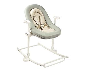 BÉABA, Hamaca, Hamaca Up&Down +, 4 alturas, 3 reclinaciones, Ajustable por simple presión, Plegable, Reductor de nacimiento, Asiento 100% Algodón, Acabado Premium, Arnés de 5 puntos, Patentado, Lichen