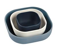 BÉABA, Juego de 3 Cuencos de Silicona, Set de Comida para Bebé, Vajilla Infantil de Silicona, Encajable, Evolutivo, Ergonómico, Material de Silicona Sano, Duradero (Noche/Algodón/Báltico)