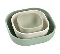 BÉABA, Juego de 3 Cuencos de Silicona, Set de Comida para Bebé, Vajilla Infantil de Silicona, Encajable, Evolutivo, Ergonómico, Material de Silicona Sano, Duradero (Verde salvia/Algodón/Verde brumoso)