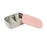 BÉABA, Lunchbox para niños, fiambrera, Bento, fiambrera en acero inoxidable, a prueva de fugas, con compartimentos, funda de silicona, 760mL, gris/rosa