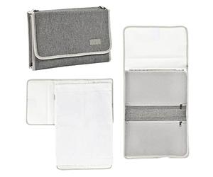 Béaba Organizador de pañales, bolso de pañales, cambiador, Alfombrilla de cambio lavable, 100% algodón, Gris chiné