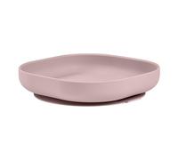 BÉABA Plato con ventosa para niños, 100% silicona, material suave y resistente, Se adhiere a la mesa/bandeja de la trona, comida infantil, Compatible con microondas, rosa
