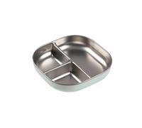 BÉABA, Plato Para Bebés Divididos con Compartimentos, apto para microondas, antideslizante, con funda de silicona, irrompible, bordes altos ergonómicos, apto para lavavajillas, Verde grisáceo