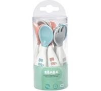Beaba Set 6 cucharas ergonómicas + 4 tenedores Aprendizaje Bebé Rosa Antiguo Verde Aireado Niebla Ligera
