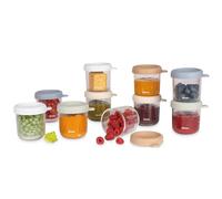 BÉABA, Set de 10 Porciones de Vidrio para Conservación de Comida para Bebé/Vidrio Resistente, 100% Hermético, Resiste Calor y Frío, Congelación, Esterilización, Graduación, 250 ml, Natural Colors