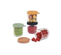 Beaba Sunrise Color Mix Tarros De Vidrio Para Comida Infantil, Pack De 4 X 250 Ml, Tapa Hermética Suave, Graduados Ml/oz, Apilables, Aptos Para Congelar Y Esterilizar
