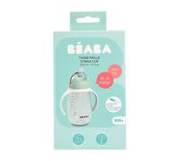BÉABA Taza de Aprendizaje con Boquilla para Bebe, Biberón 100% hermético, Taza Antigoteo con pajita, Antiderrame, 2 en 1, Asas extraíbles, Resistente, Tritan y silicona, 300 ml, Verde