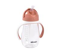 Béaba Taza de Aprendizaje con Boquilla para Bebe, Biberón hermético, Taza Antigoteo con pajita, Antiderrame, 2 en 1, Asas extraíbles, Resistente, Tritan y silicona, 300 ml, Terracota
