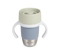 BÉABA, Taza de Aprendizaje de Acero Inoxidable Click & Drink - Taza 360° Sin Válvula, Antifugas, Antiderrame, Evolutiva, Apertura con 1 Clic, Vaso para Bebé y Niño, 240 ml, Verde