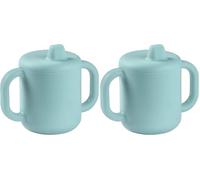 Béaba, Taza de aprendizaje para bebé, función biberón/taza, 100% silicona de calidad, asas anchas, fácil de agarrar, ergonómica, boquilla flexible, azul (Paquete de 2)