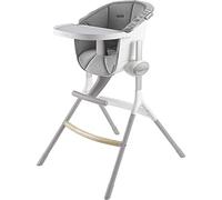 BÉABA - Trona Bebé Evolutiva - Ergonómica - Bandeja Extraíble y Reposapies - Altura Regulable 6 alturas - Gris/Blanco