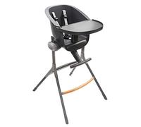 BÉABA - Trona Bebé Up&Down Evolutiva - Ergonómica - Bandeja Extraíble y Reposapies - Altura Regulable 6 alturas - Cómoda, Materiales Robustos, Gris Oscuro