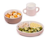 BÉABA, Vajilla Bebé de Porcelana, Plato, Bol y Taza, Sorbete | Porcelana reforzada, material higiénico, ventosas extraíbles, plato, bol y taza, aptos para microondas y lavavajillas