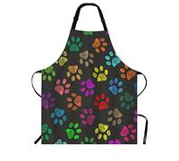 Beabes Delantal de cocina con diseño de patas de arco iris, para perro, gato, diseño de pata de gato, poliéster, ajustable, para barbacoa, jardinería, 27 x 31 pulgadas, para camarera de chef