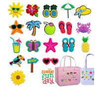 Beach Bag Charm, 20 x Summer Beach Tote Accessories, Women Girls Use, PVC Destacable Decoración para Conmutación, Workout, Traveling, Bags Gold Totes Decorations