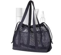 Beach Bag - Mesh PP, Foldable Sand-Resistant Carrier, Lightweight Travel Carryall | Beach Mesh Tote, Quick Dry Swim Organizer, Drawstring Pool Storage For Women Girls Vacation Travel Gym Shopping Toys