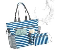 Beach Bag, Waterproof Market Tote, Foldable Sandproof Organizer Pouch, Spacious Grocery Picnic Carrier, Ideal for Boats, Water Bottles, Sunglasses, Travel, Women’s Trips, Vacation Adventures