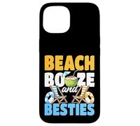 Beach Booze and Besties Diseño de Verano Vacaciones en la Playa Carcasa para iPhone 15
