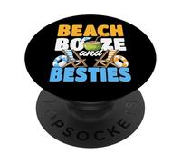 Beach Booze and Besties Diseño de Verano Vacaciones en la Playa PopSockets PopGrip Adhesivo