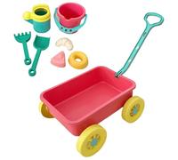 Beach Bucket and Shovel Set - 8 Piece ABS | Storage Trolley Cart, Sand Castle Building Boys Girls, Outdoor Seaside Sandbox Toys Fine Motor Educational Set