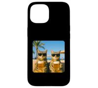 Beach Cats Drinking Beer Meme Funny Summer Waiter Bar Man Carcasa para iPhone 15