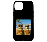 Beach Cats Drinking Beer Meme Funny Summer Waiter Bar Man Carcasa para iPhone 15 Plus