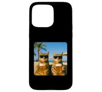 Beach Cats Drinking Beer Meme Funny Summer Waiter Bar Man Carcasa para iPhone 15 Pro MAX