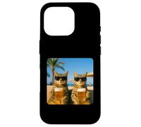 Beach Cats Drinking Beer Meme Funny Summer Waiter Bar Man Carcasa para iPhone 16 Pro
