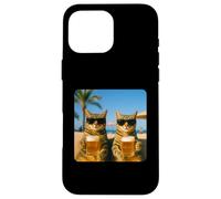 Beach Cats Drinking Beer Meme Funny Summer Waiter Bar Man Carcasa para iPhone 16 Pro MAX