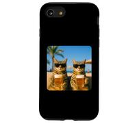 Beach Cats Drinking Beer Meme Funny Summer Waiter Bar Man Carcasa para iPhone SE (2020) / 7/8