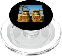 Beach Cats Drinking Beer Meme Funny Summer Waiter Bar Man PopSockets PopGrip para MagSafe