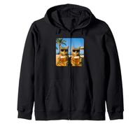 Beach Cats Drinking Beer Meme Funny Summer Waiter Bar Man Sudadera con Capucha