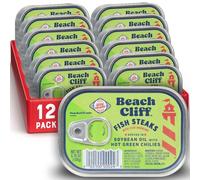 Beach Cliff Filetes de pescado salvaje capturado en aceite de soja con chiles verdes calientes, paquete de 12, 16 g de proteína por porción, ideal para recetas de pasta y mariscos