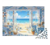 Beach Cottage Puzzle 1000 Piezas Material Reciclado Sea View Room Puzzles para Niños y Niñas A Partir de 6 Años Divertido y Desafiante Juego Familiar Actividad 52x38cm/1000piezas