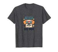 Beach Dog Mom: Lindo Cachorro de Verano en Sombras Camiseta, Hombre, Jaspeado Oscuro, S