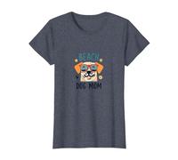 Beach Dog Mom: Lindo Cachorro de Verano en Sombras Camiseta, Mujer, Azul Jaspeado, XL