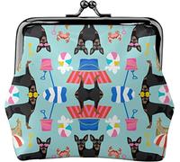 Beach Dog - Monedero pequeño de cuero para mujer, pequeño bolso de cambio con cierre de beso y hebilla para regalo de niña, Como se muestra en la imagen, Talla única, Organizador de bolsas