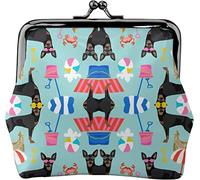 Beach Dog - Monedero pequeño de cuero para mujer, pequeño bolso de cambio con cierre de beso y hebilla para regalo de niña, Como se muestra en la imagen, Talla única, Organizador de bolsas