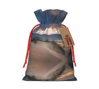Beach Dunes - Bolsa resistente con cordón, perfecta para regalos, viajes y uso diario con etiquetas de regalo Kraft
