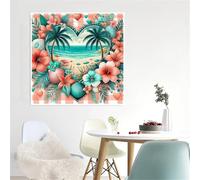 Beach Flowers Tree Jigsaw Puzzle 35 Pieces 30x30cm/12x12inch, Difficult Jigsaw Puzzles for Adults 35, Beautiful Art Work, Great Festive Puzzle Gift for Men/Women
