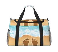 Beach Footprint - Bolsa de almacenamiento de viaje de gran capacidad, ligera, bolsa de transporte de mano, bolsa de almacenamiento durante la noche, bolsa de viaje unisex