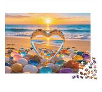 Beach Heart Stones Puzzles 1000 Pieza Reciclado Paper Sunset Scenery Puzzle para Niños y Niñas a Partir de 6 Años Educativo Game Challenge Juego de Familia Divertido 70x50cm/1000pcs